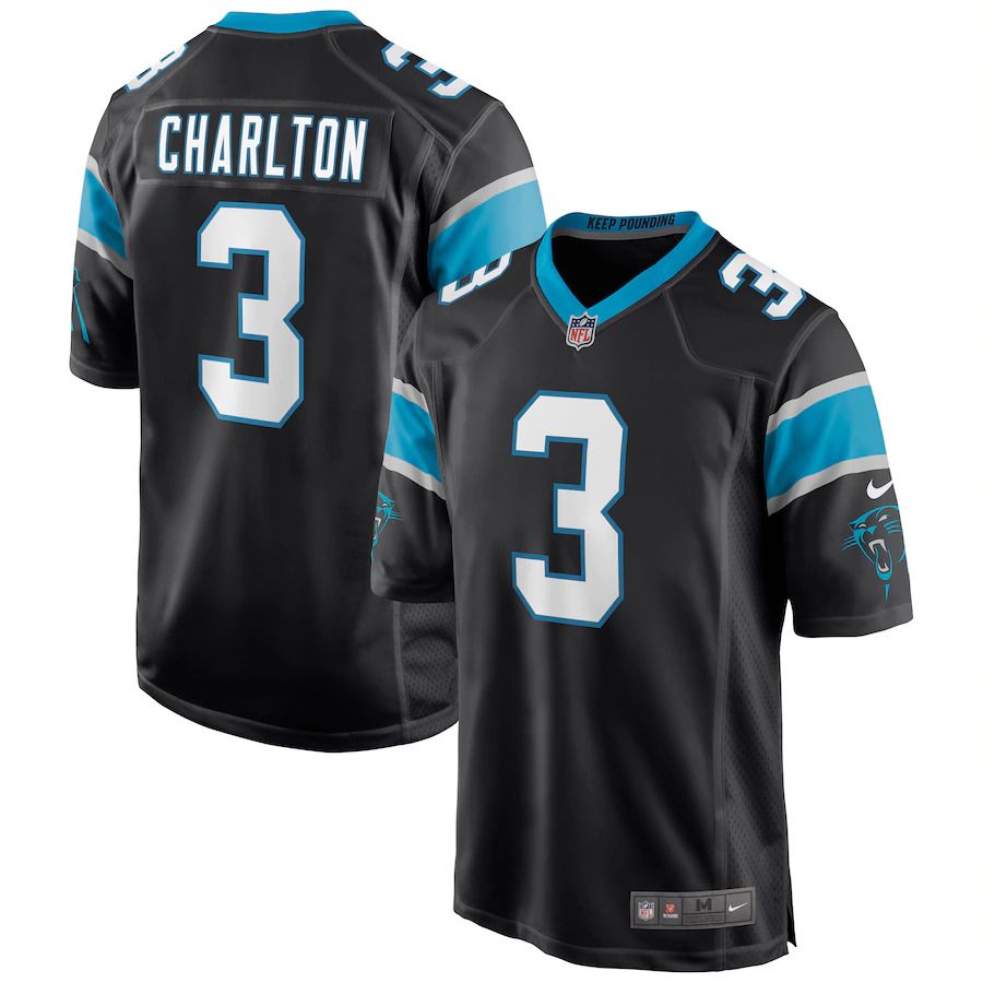 Men Carolina Panthers #3 Joseph Charlton Nike Black Game NFL Jersey->carolina panthers->NFL Jersey